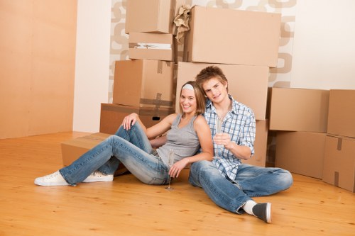 Removal team preparing a move in West Hampstead with local residential buildings nearby
