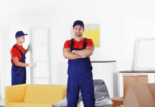 Moving boxes and furniture prepared for a West Hampstead removals service