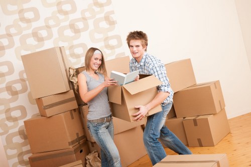 Moving van near residential streets in West Hampstead