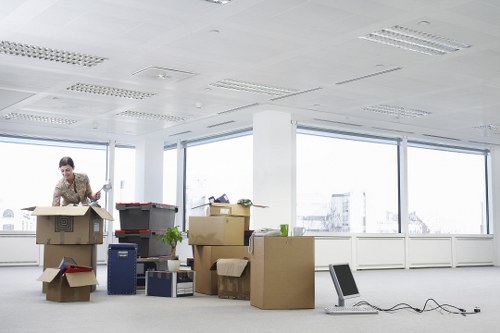 Commercial office relocation materials arranged for a West Hampstead business move